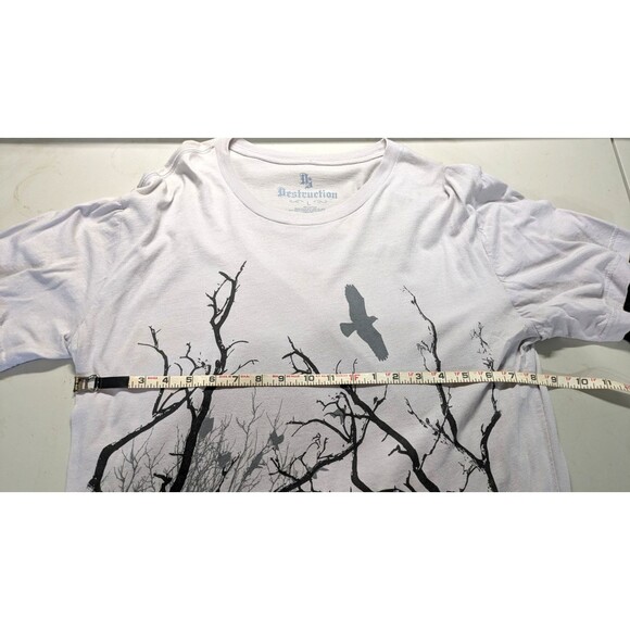 Destruction Shirt L Gray with Waffle Knit Long Black Sleeves Y2K Gothic Grunge - Picture 2 of 7